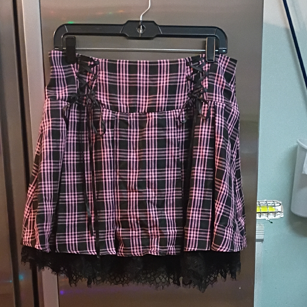 Plaid Pink and Black Women's Skirt